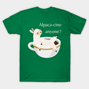 Lispe Alpaca -cino Anyone? Coffee Lover Dad Joke T-Shirt